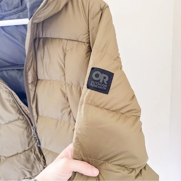 OUTDOOR RESEARCH Women's Coldfront Down Hoodie Jacket Khaki Small Lightweight - Picture 6 of 11